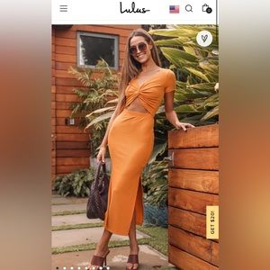 Lulus gray twist front cutout dress